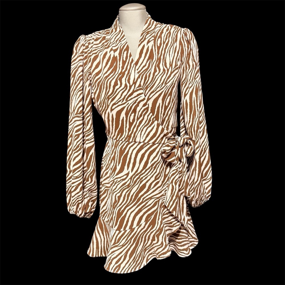 Miami Zebra Pattern Long Sleeve Dress